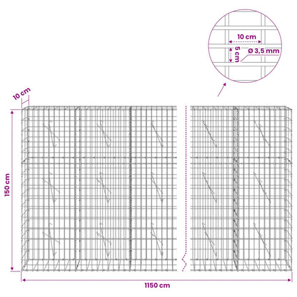 Gabion with 3.5 mm Wire and 5x10 cm Mesh 1150x10x150 cm