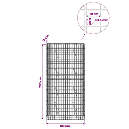 Gabion with 3.5 mm Wire and 5x10 cm Mesh 100x10x200 cm