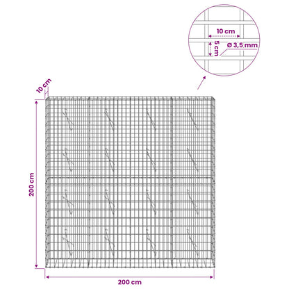 Gabion with 3.5 mm Wire and 5x10 cm Mesh 200x10x200 cm