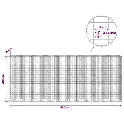 Gabion with 3.5 mm Wire and 5x10 cm Mesh 500x10x200 cm