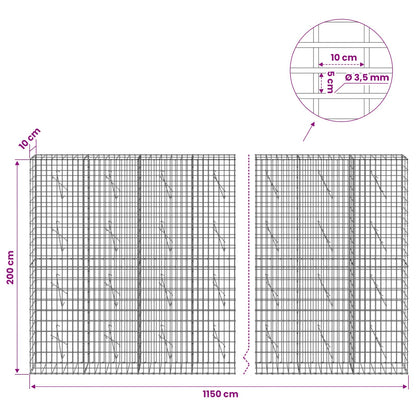 Gabion with 3.5 mm Wire and 5x10 cm Mesh 1150x10x200 cm