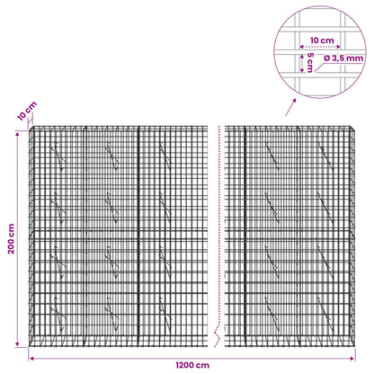 Gabion with 3.5 mm Wire and 5x10 cm Mesh 1200x10x200 cm