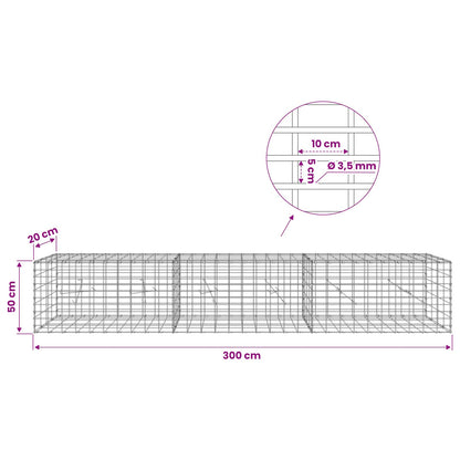Gabion with 3.5 mm Wire and 5x10 cm Mesh 300x20x50 cm