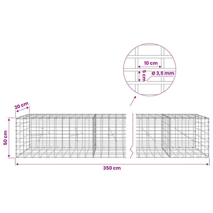 Gabion with 3.5 mm Wire and 5x10 cm Mesh 350x20x50 cm