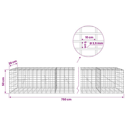 Gabion with 3.5 mm Wire and 5x10 cm Mesh 750x20x50 cm