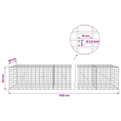 Gabion with 3.5 mm Wire and 5x10 cm Mesh 1150x20x50 cm