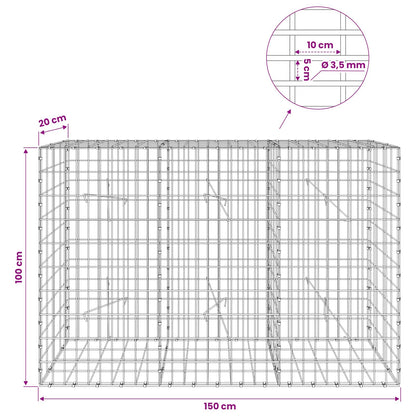Gabion with 3.5 mm Wire and 5x10 cm Mesh 150x20x100 cm