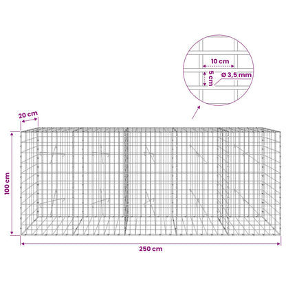 Gabion with 3.5 mm Wire and 5x10 cm Mesh 250x20x100 cm