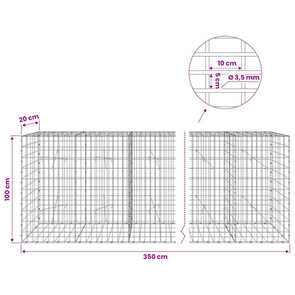Gabion with 3.5 mm Wire and 5x10 cm Mesh 350x20x100 cm