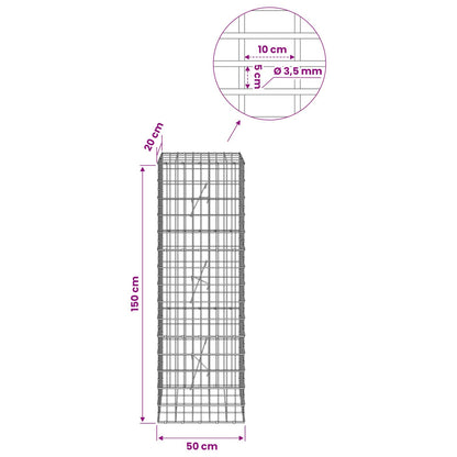 Gabion with 3.5 mm Wire and 5x10 cm Mesh 50x20x150 cm
