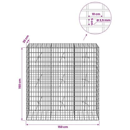 Gabion with 3.5 mm Wire and 5x10 cm Mesh 150x20x150 cm