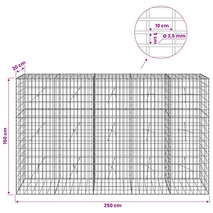 Gabion with 3.5 mm Wire and 5x10 cm Mesh 250x20x150 cm