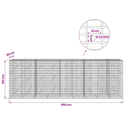 Gabion with 3.5 mm Wire and 5x10 cm Mesh 450x20x150 cm