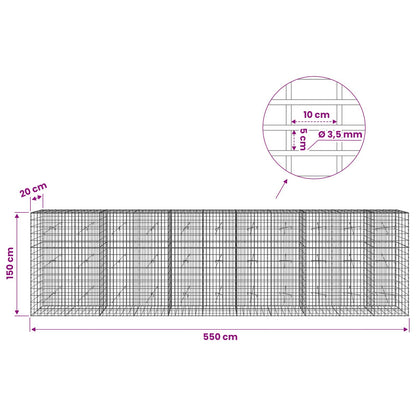 Gabion with 3.5 mm Wire and 5x10 cm Mesh 550x20x150 cm