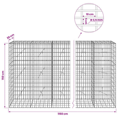 Gabion with 3.5 mm Wire and 5x10 cm Mesh 1150x20x150 cm