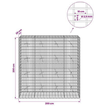 Gabion with 3.5 mm Wire and 5x10 cm Mesh 200x20x200 cm