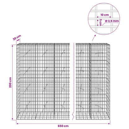 Gabion with 3.5 mm Wire and 5x10 cm Mesh 650x20x200 cm