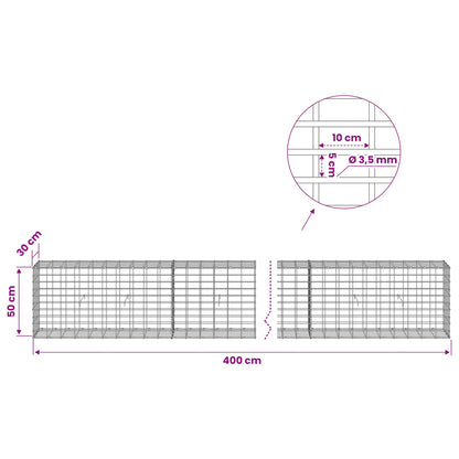 Gabion with 3.5 mm Wire and 5x10 cm Mesh 400x30x50 cm