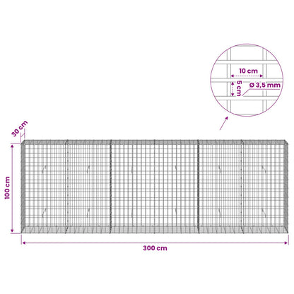 Gabion with 3.5 mm Wire and 5x10 cm Mesh 300x30x100 cm