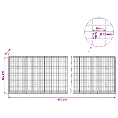 Gabion with 3.5 mm Wire and 5x10 cm Mesh 400x30x100 cm