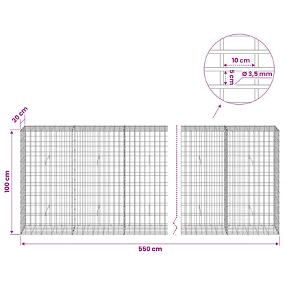 Gabion with 3.5 mm Wire and 5x10 cm Mesh 550x30x100 cm