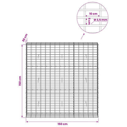 Gabion with 3.5 mm Wire and 5x10 cm Mesh 150x30x150 cm