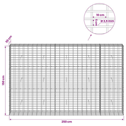 Gabion with 3.5 mm Wire and 5x10 cm Mesh 250x30x150 cm