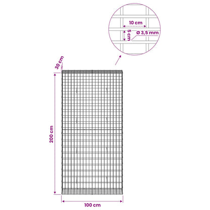 Gabion with 3.5 mm Wire and 5x10 cm Mesh 100x30x200 cm