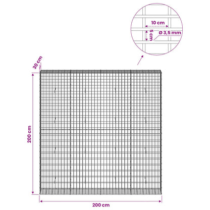 Gabion with 3.5 mm Wire and 5x10 cm Mesh 200x30x200 cm