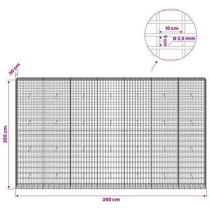 Gabion with 3.5 mm Wire and 5x10 cm Mesh 350x30x200 cm