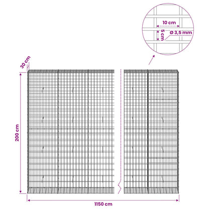 Gabion with 3.5 mm Wire and 5x10 cm Mesh 1150x30x200 cm