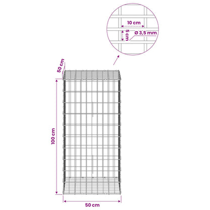 Gabion with 3.5 mm Wire and 5x10 cm Mesh 50x50x100 cm