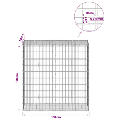 Gabion with 3.5 mm Wire and 5x10 cm Mesh 100x50x100 cm