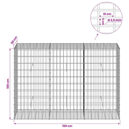 Gabion with 3.5 mm Wire and 5x10 cm Mesh 150x50x100 cm