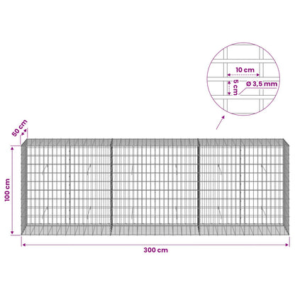 Gabion with 3.5 mm Wire and 5x10 cm Mesh 300x50x100 cm