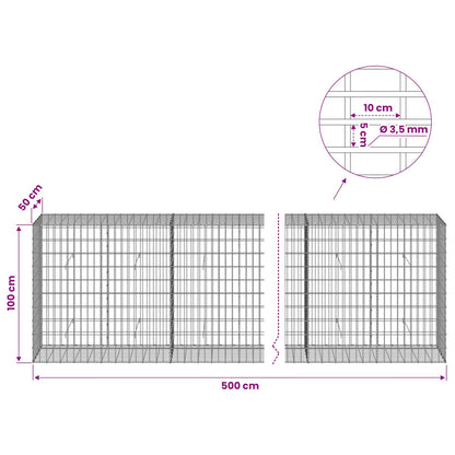 Gabion with 3.5 mm Wire and 5x10 cm Mesh 500x50x100 cm