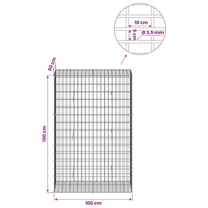 Gabion with 3.5 mm Wire and 5x10 cm Mesh 100x50x150 cm