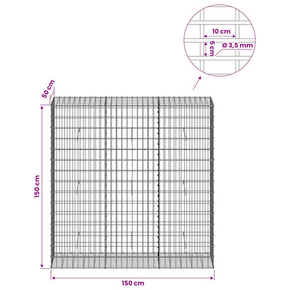 Gabion with 3.5 mm Wire and 5x10 cm Mesh 150x50x150 cm