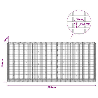 Gabion with 3.5 mm Wire and 5x10 cm Mesh 350x50x150 cm