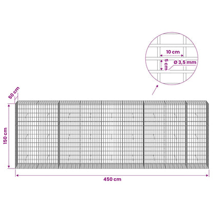Gabion with 3.5 mm Wire and 5x10 cm Mesh 450x50x150 cm