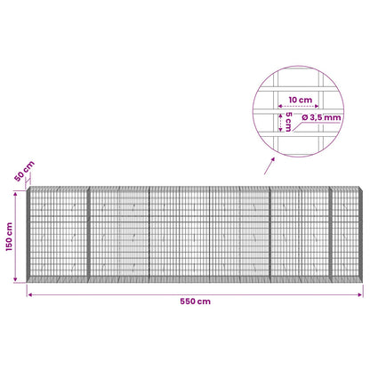 Gabion with 3.5 mm Wire and 5x10 cm Mesh 550x50x150 cm