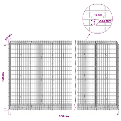 Gabion with 3.5 mm Wire and 5x10 cm Mesh 950x50x150 cm
