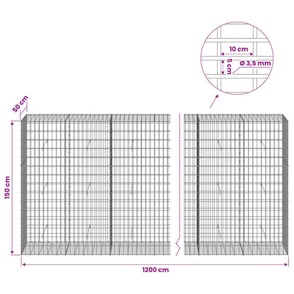 Gabion with 3.5 mm Wire and 5x10 cm Mesh 1200x50x150 cm
