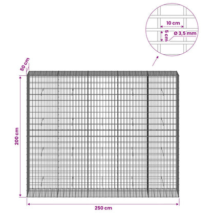 Gabion with 3.5 mm Wire and 5x10 cm Mesh 250x50x200 cm