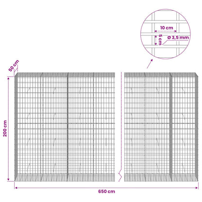 Gabion with 3.5 mm Wire and 5x10 cm Mesh 650x50x200 cm