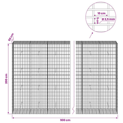 Gabion with 3.5 mm Wire and 5x10 cm Mesh 900x50x200 cm