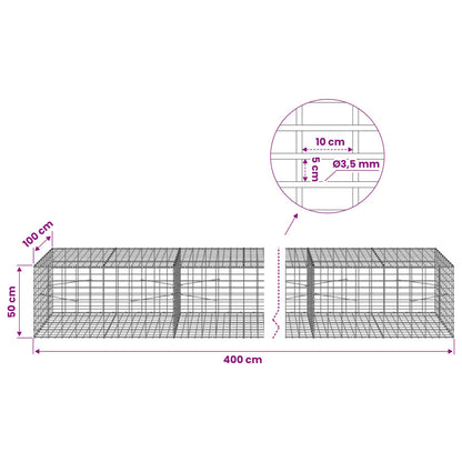 Gabion with 3.5 mm Wire and 5x10 cm Mesh 400x100x50 cm