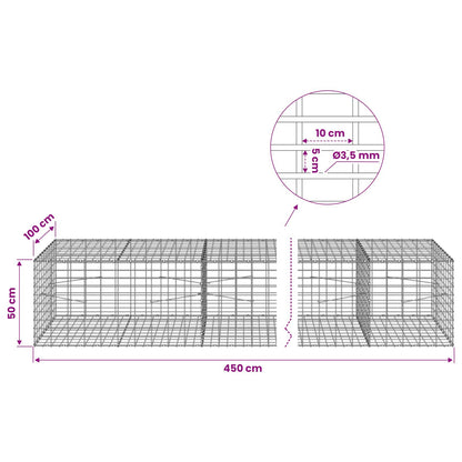 Gabion with 3.5 mm Wire and 5x10 cm Mesh 450x100x50 cm