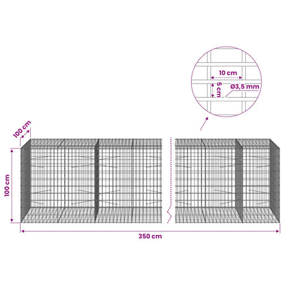 Gabion with 3.5 mm Wire and 5x10 cm Mesh 350x100x100 cm