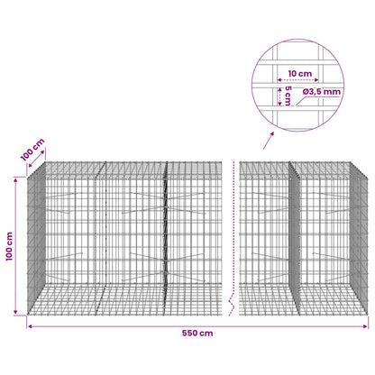 Gabion with 3.5 mm Wire and 5x10 cm Mesh 550x100x100 cm